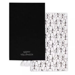2pk Halloween and Dancing Skeletons Printed Dish Kitchen Towel - Bullseye